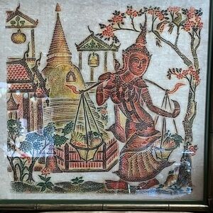 Traditional Thai Textile Art with Intricate Design